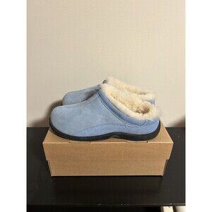 Foot Smart Light Sky Blue Shearling Suede Clogs 9 M